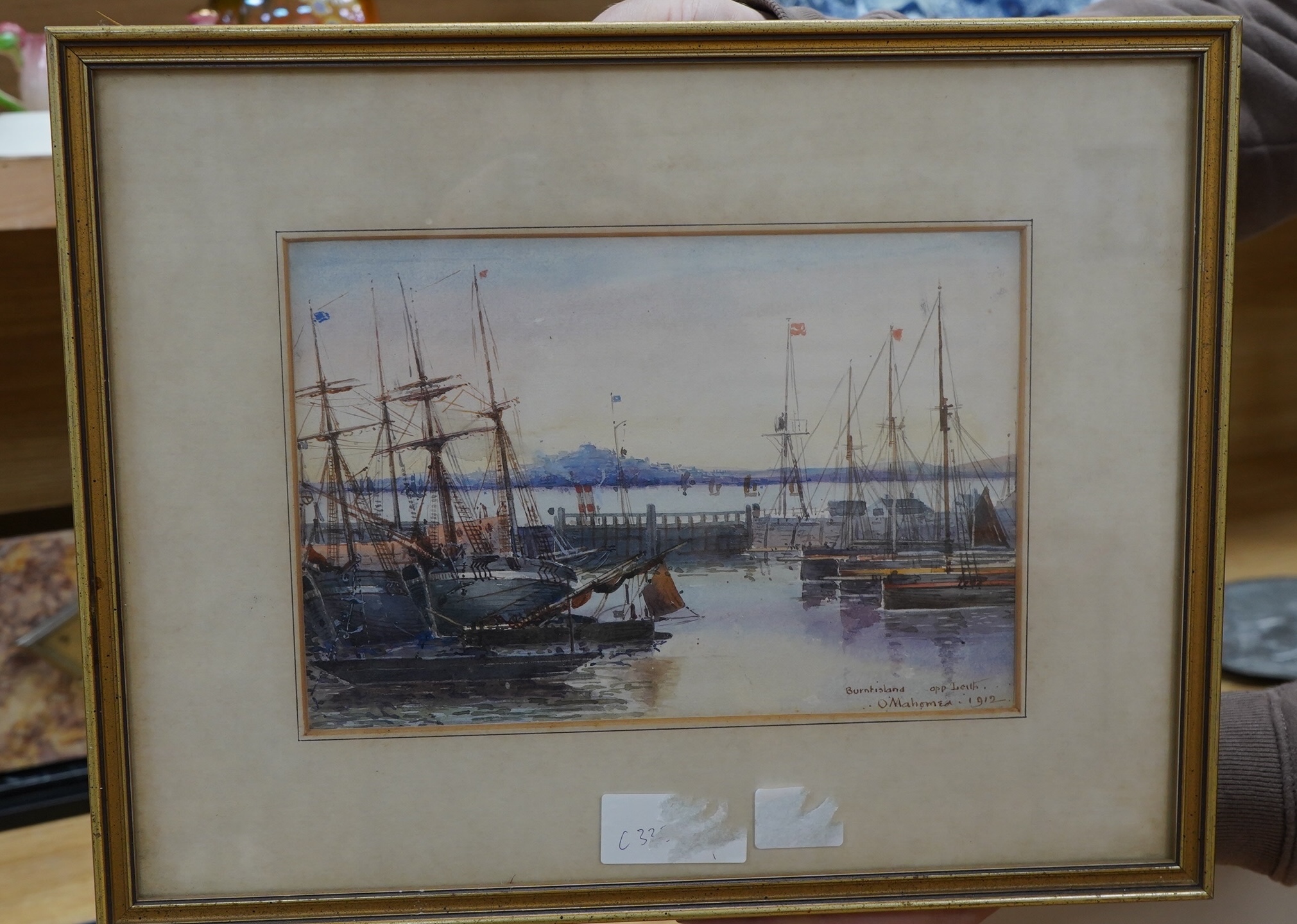 O. Mohamed, watercolour, 'Burnt Island Opposite Leigh', signed and dated 1912, 16.5 x 24cm. Condition - fair to good